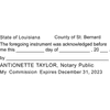Louisiana Acknowledgment Notary Stamp Imprint Example
