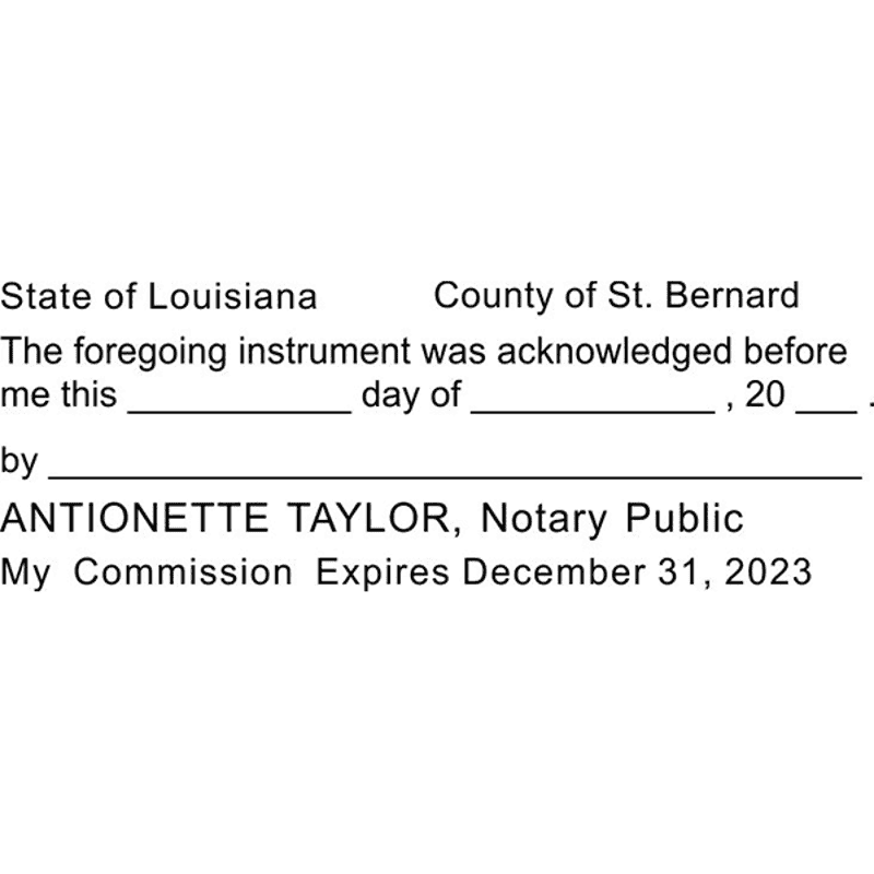 Louisiana Acknowledgment Notary Stamp Imprint Example