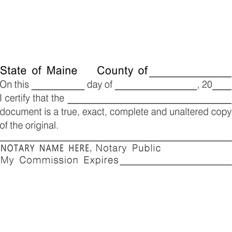 Maine Certified True Copy Notary Stamp Imprint Example