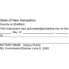 New Hampshire Acknowledgment Notary Stamp Imprint Example