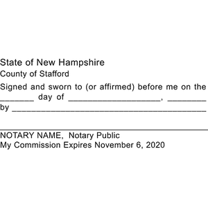 New Hampshire Jurat Notary Stamp Imprint Example