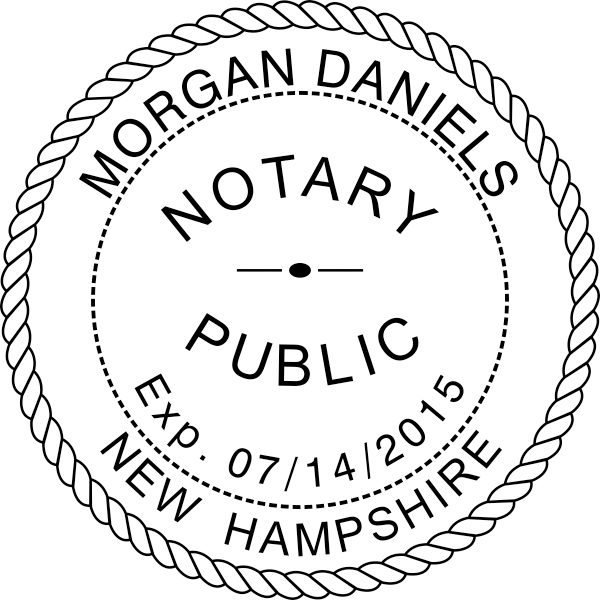 New Hampshire Notary Stamp - Round with Expiration Date Imprint Example