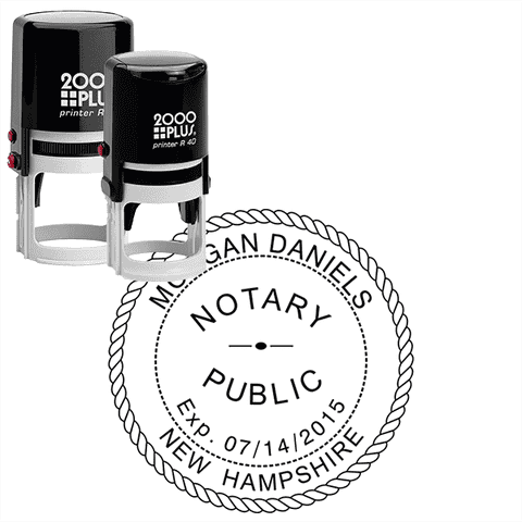 New Hampshire with Expiration Date Round Notary Stamp