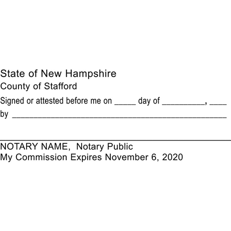 New Hampshire Signature Witness Notary Stamp Imprint Example