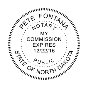 North Dakota Notary Stamp - Round Imprint Example