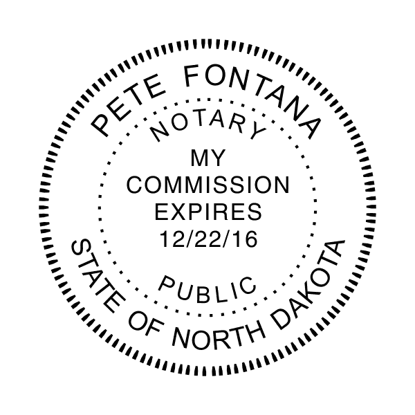 North Dakota Notary Stamp - Round Imprint Example