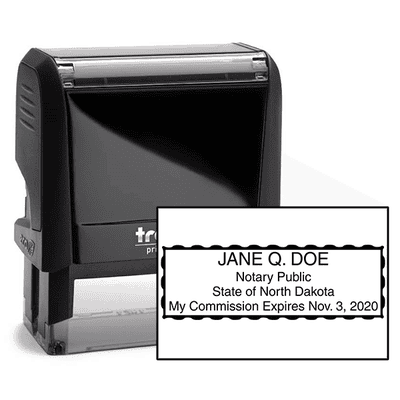 North Dakota Notary Stamp - Rectangular