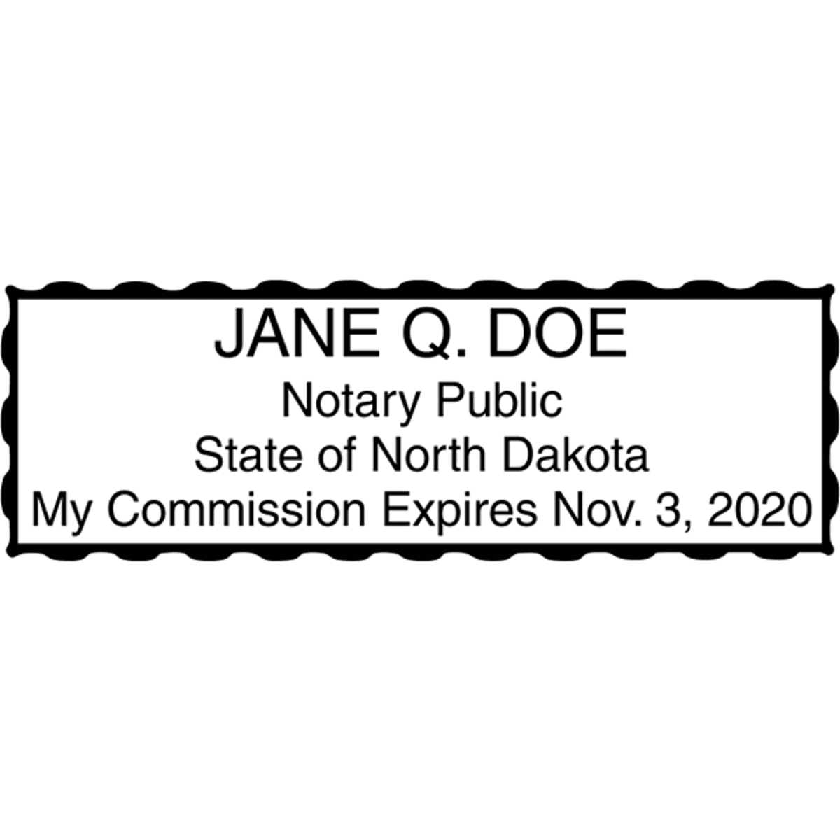North Dakota Notary Stamp - Rectangular Imprint Example
