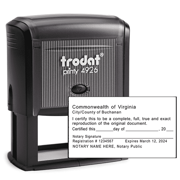 Virginia Certified True Copy Notary Stamp