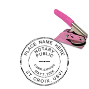 U.S. Virgin Islands Round Pink Notary Seal