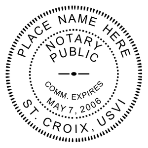 U.S. Virgin Islands Notary Pink Seal - Round Design Imprint Example