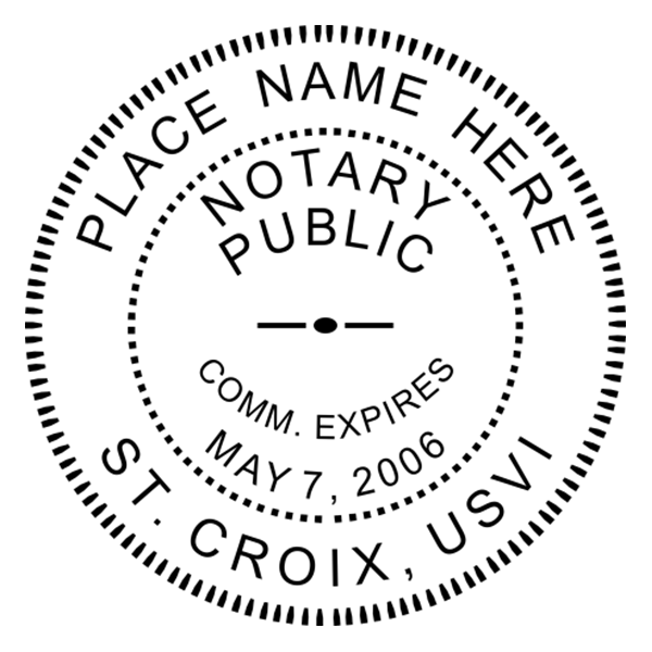 U.S. Virgin Islands Notary Pink Seal - Round Design Imprint Example