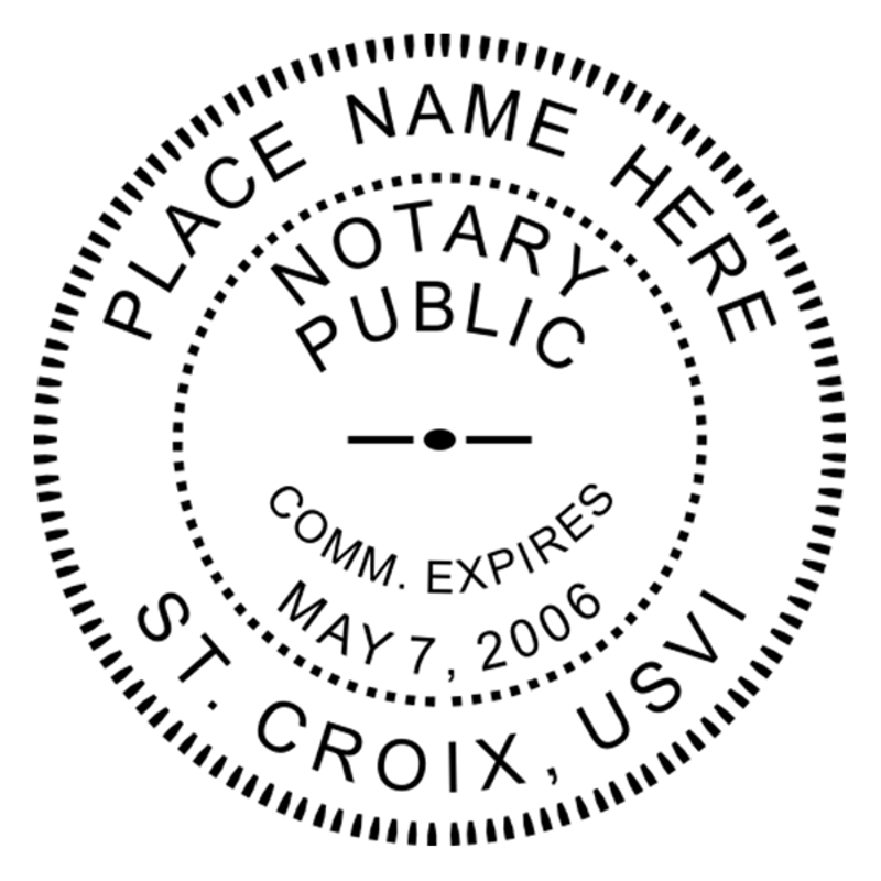 U.S. Virgin Islands Notary Pink Seal - Round Design Imprint Example