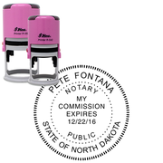 North Dakota Pink Round Notary Stamp