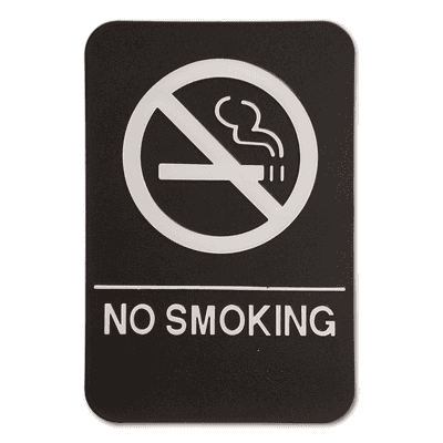 Black No Smoking Sign ADA Braille Sign