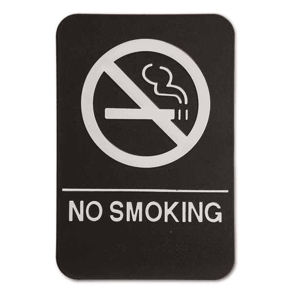 Black No Smoking Sign ADA Braille Sign