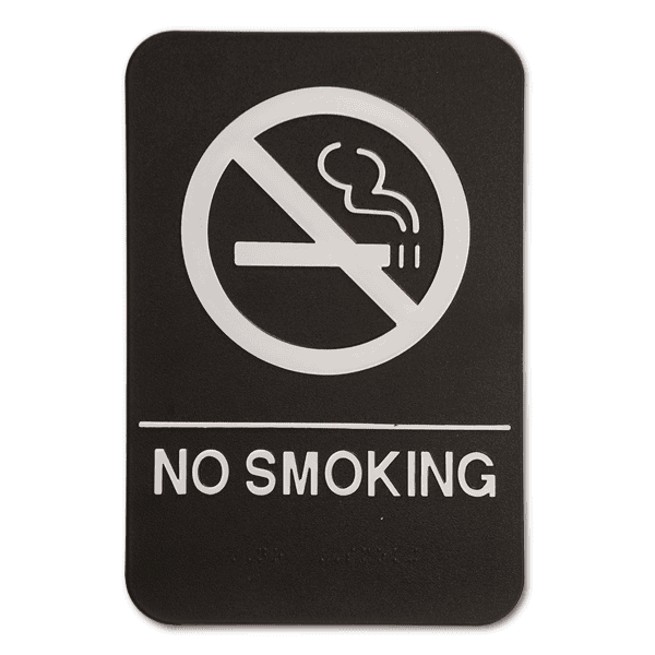 Black No Smoking Sign ADA Braille Sign