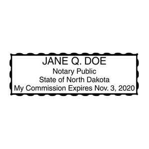 North Dakota Notary Pink Stamp - Rectangle Imprint Example