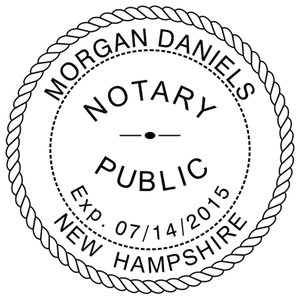 New Hampshire Notary Pink Stamp - Round Design Imprint Example