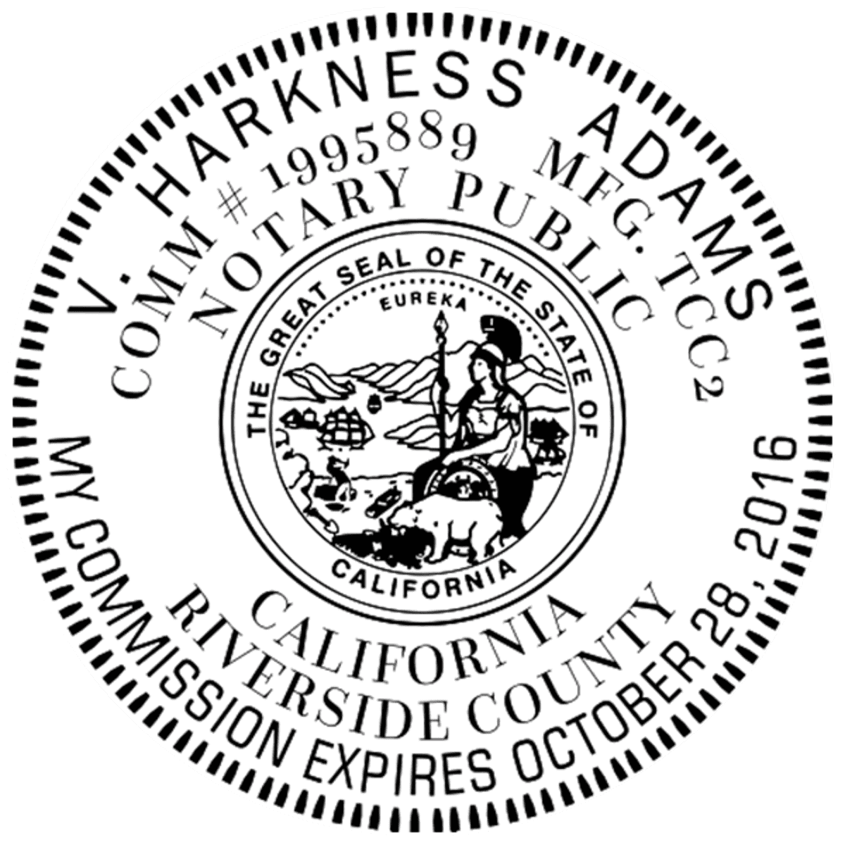 California Notary Pink - Round Design Imprint Example