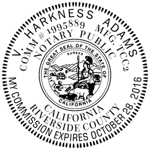 California Notary Pink - Round Design Imprint Example