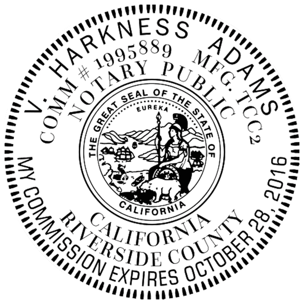 California Notary Pink - Round Design Imprint Example