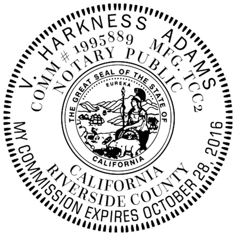 California Notary Pink - Round Design Imprint Example