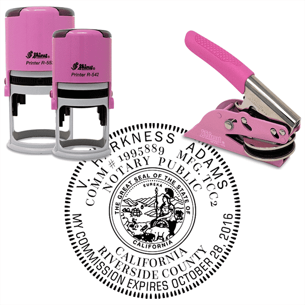 California Round Pink Notary Seal