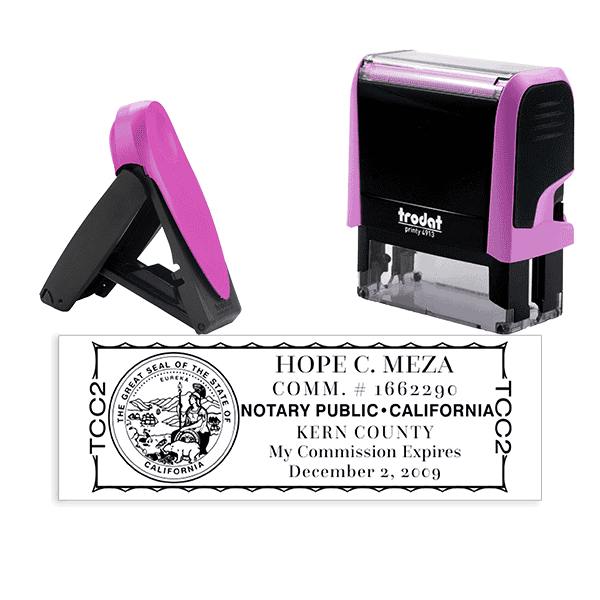 California Pink Rectangle Notary Stamp