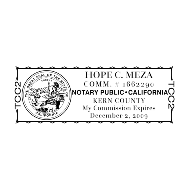 California Notary Pink Stamp - Rectangle Imprint Example