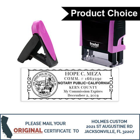 California Pink Rectangle Notary Stamp