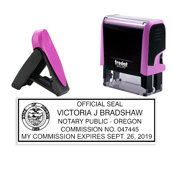 Oregon Pink Rectangle Notary Stamp