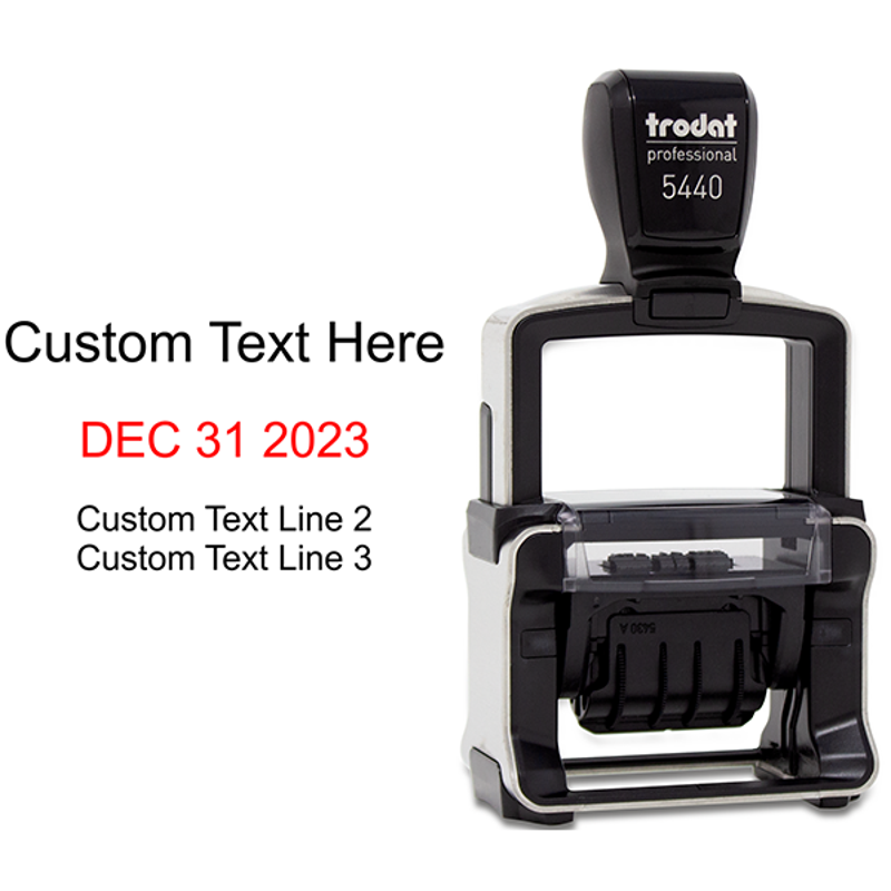Trodat Dater 5440 with Custom Text Stamp Body and Design
