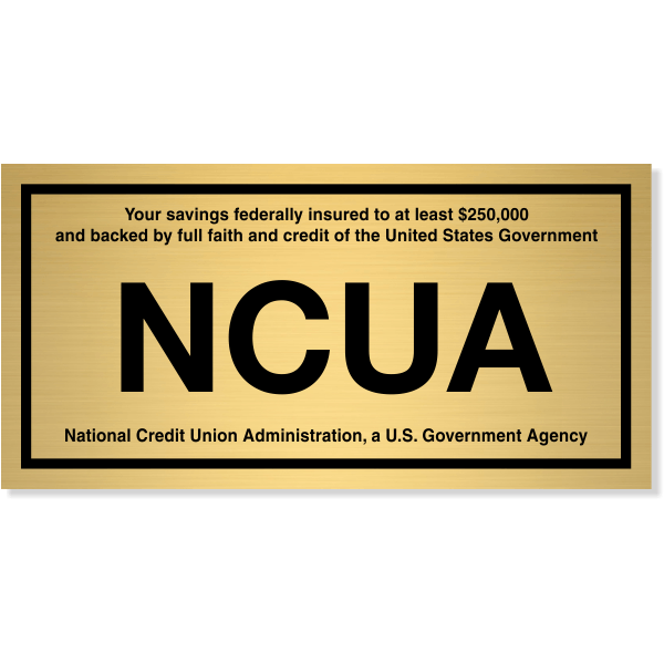 NCUA Engraved Brass 4" x 8" Wall Plate 