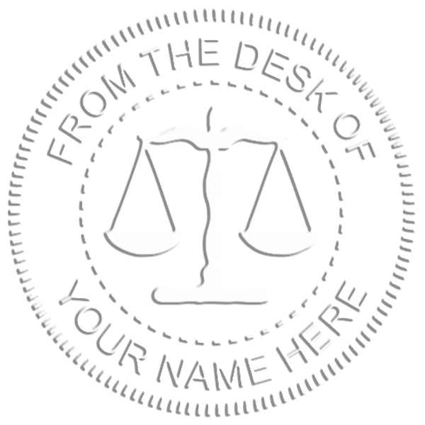 From The Desk of Seal with Scales of Justice embossed impression
