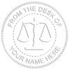 From The Desk of Seal with Scales of Justice embossed impression