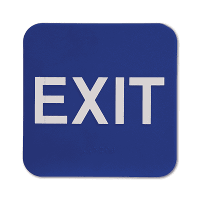Blue Exit ADA Braille Sign | 6" x 6"