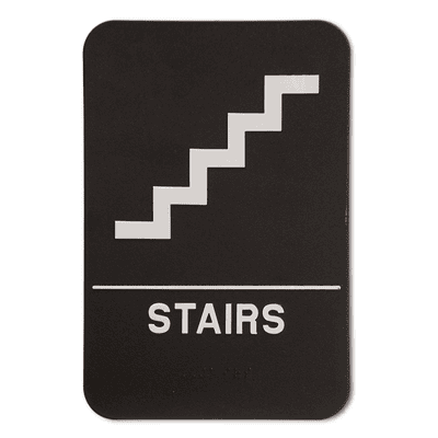 Black Stairs ADA Braille Sign | 9" x 6"