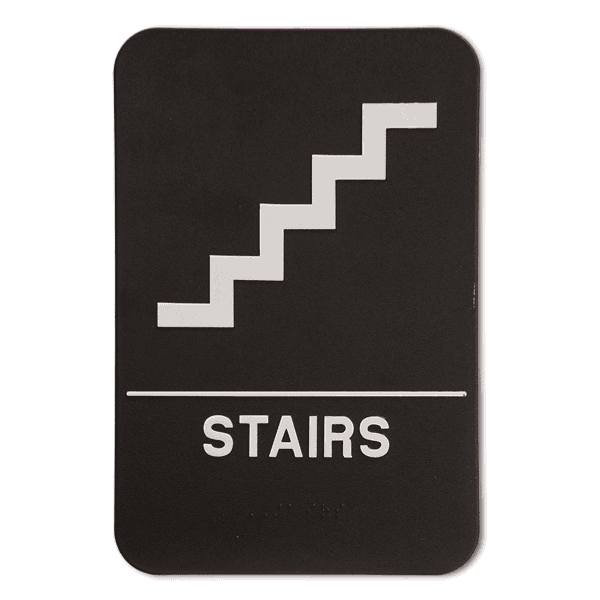 Black Stairs 9" x 6" ADA Braille Sign