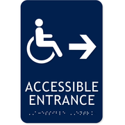  Handicap Accessible Entrance Right Arrow 9" x 6" ADA Sign 