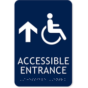  Handicap Accessible Entrance Ahead Arrow 9" x 6" ADA Sign 