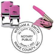 North Carolina With Expiration Date Round Pink Notary Seal