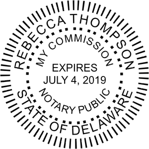 Official Delaware Notary Public Round Stamp Seal