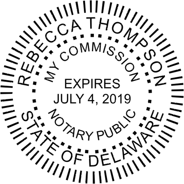 Official Delaware Notary Public Round Stamp Seal