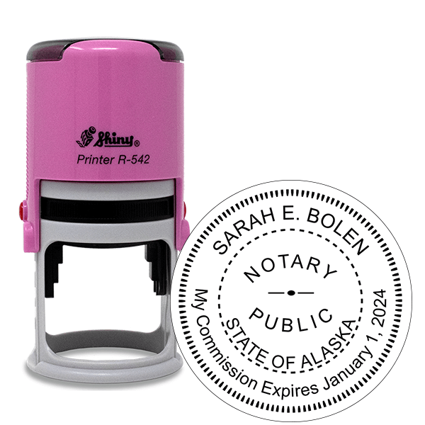 Alaska Pink Round Notary Stamp