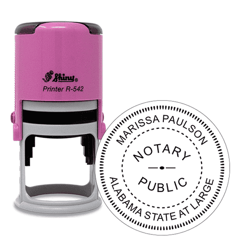 Alabama Pink Round Notary Stamp