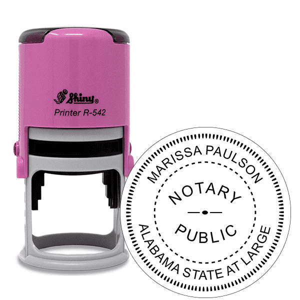 Alabama Pink Round Notary Stamp