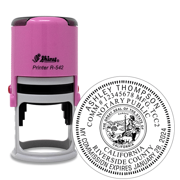 California Round Pink Notary Stamp