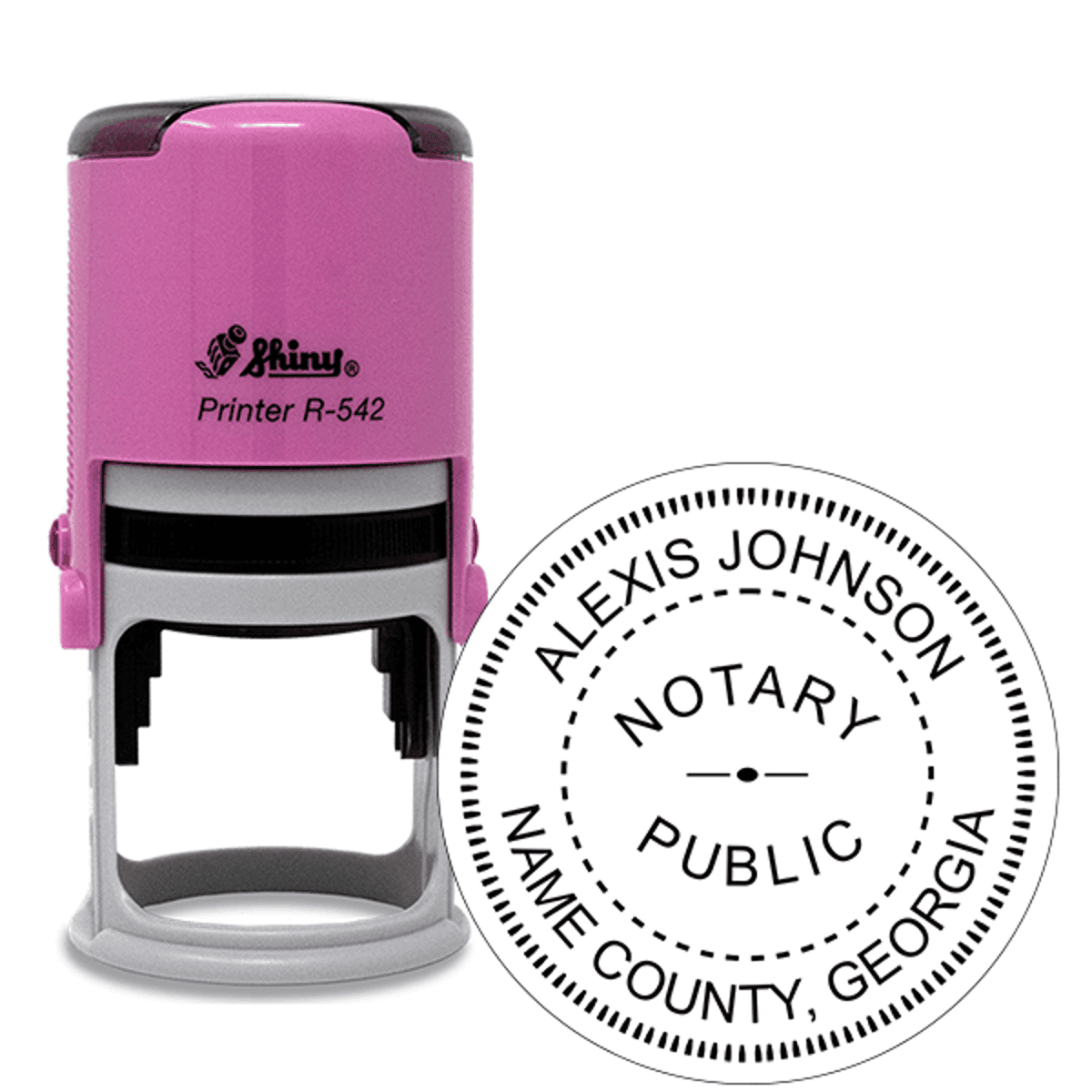 Georgia Notary Pink Stamp - Round