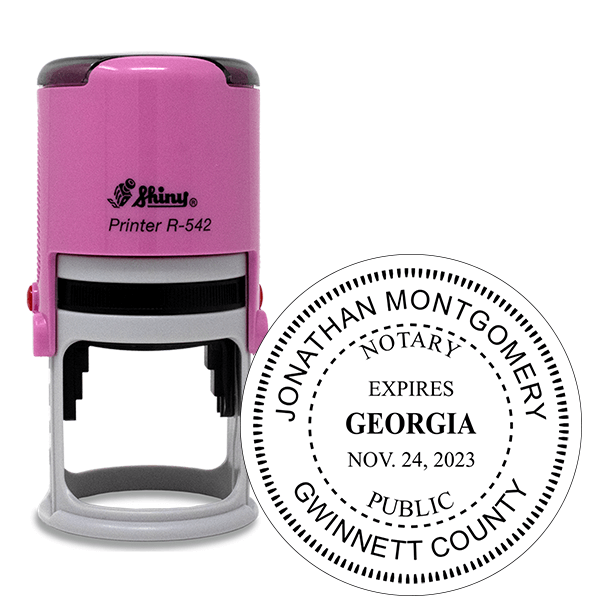 Georgia with Expiration Date Pink Round Notary Stamp